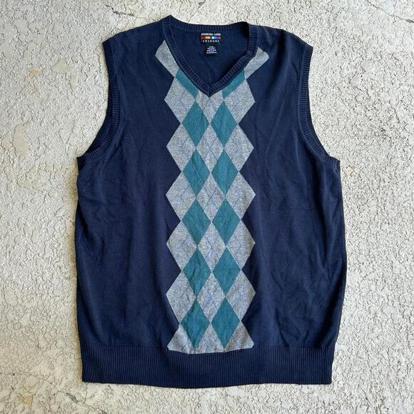 Vintage 90s Alexander Julian Colors Blue Patterned Sweater Vest. Sz L - Picture 1 of 4